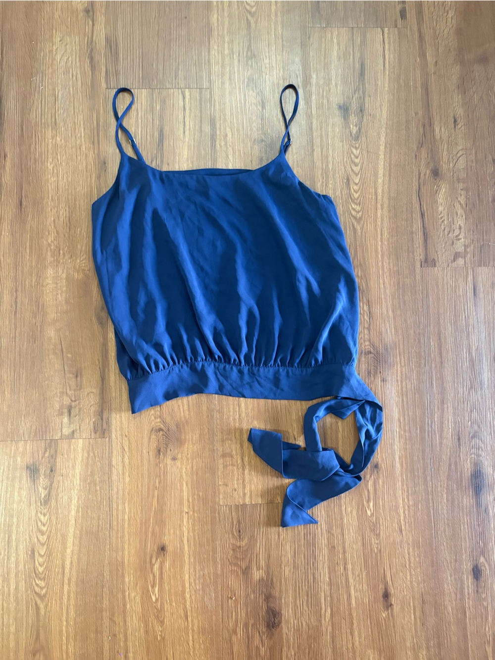 Lilly Pulitzer Navy Blue Silk Tie-Hem Cami